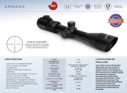 Ottica carabina da caccia militare Konus Armada 4X-16x50 zoom cannocchiale 7165