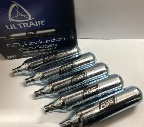 5 Cartucce CO2 12g Lubrificanti ASG Ultrair Softair Paintball Pulizia Manutenzione