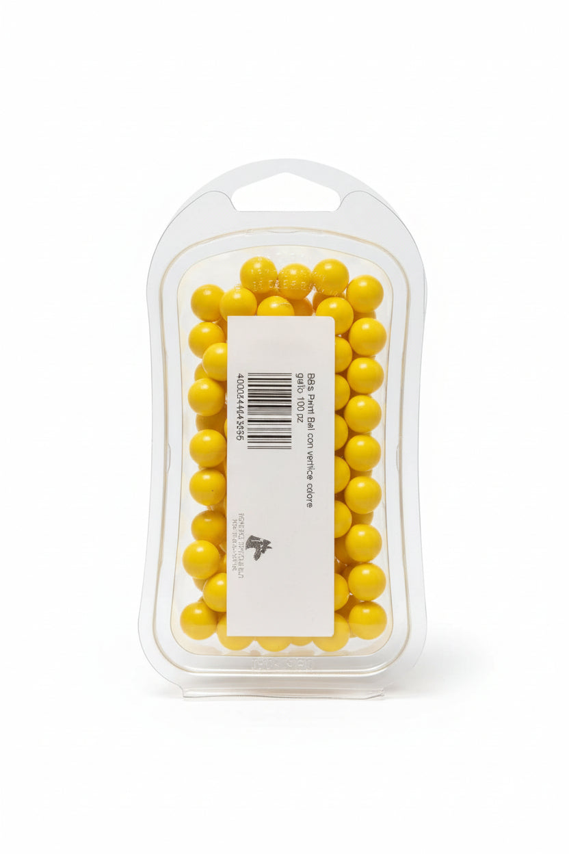 Blister 100 biglie paintball cal.50 vernice gialla — marcatori RAM e pistole difesa personale