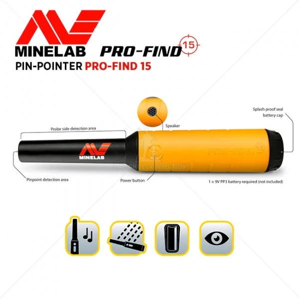 Minelab Pro Find 15 Pinpointer Impermeabile Metal Detector Cercametalli VLF