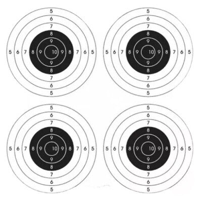 BERSAGLI CARTA 4 CENTRI CARABINA ARIA COMPRESSA 14X14 DIABOLO PIOMBINI 4.5 5.5