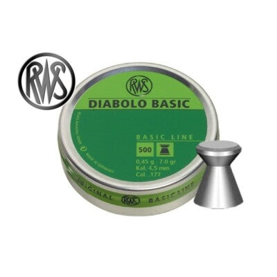 RWS Diabolo Basic Piombini 4.5mm 177 Flat 500pz Aria Compressa CO2 Airgun Tiro