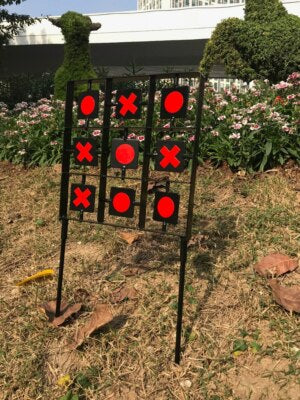 Bersaglio metallico tris gamo per piombini pellets airgun paintball fionda sport