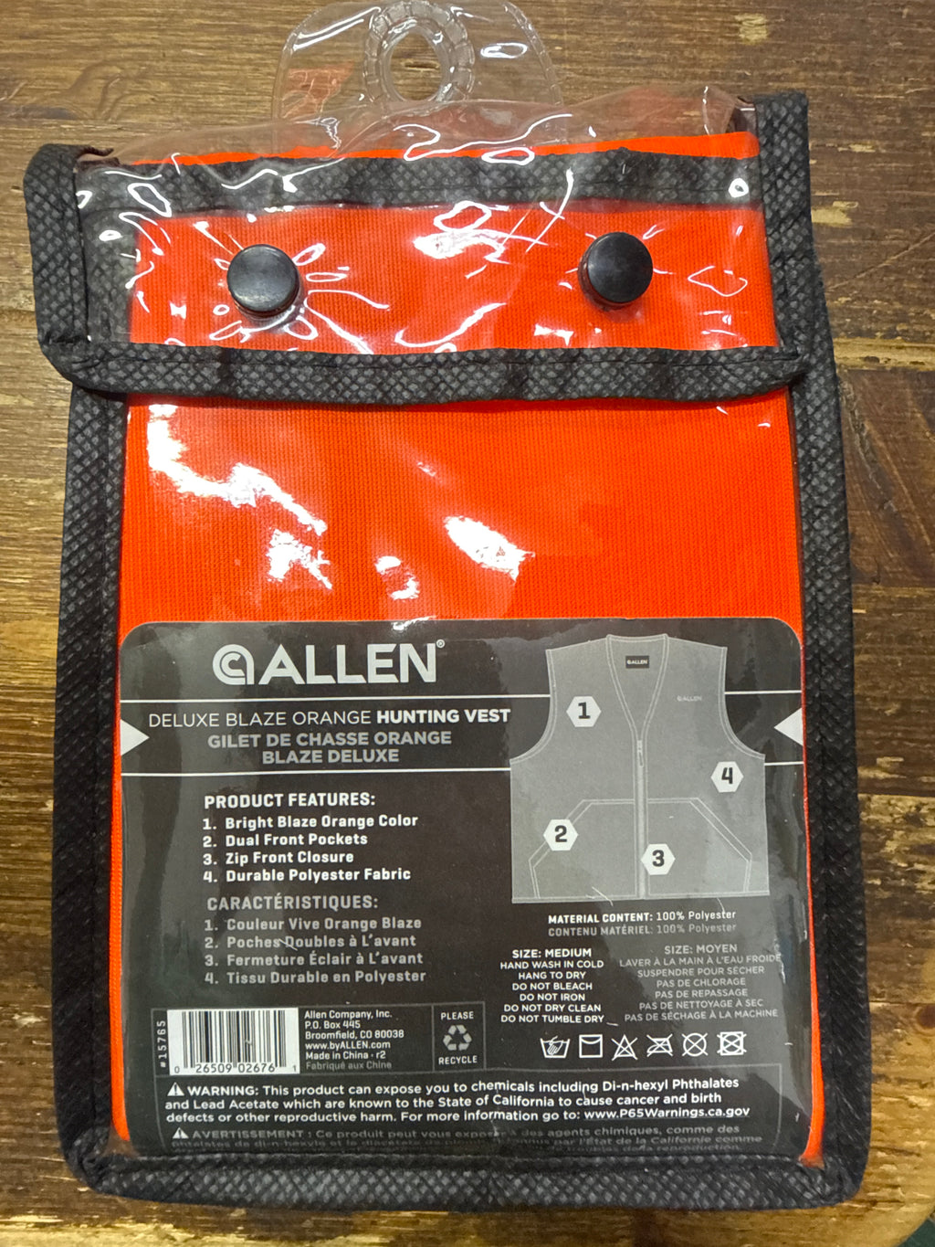 Allen Gilet Caccia Arancione Blaze Alta Visibilità Battuta Cinghiale Zip