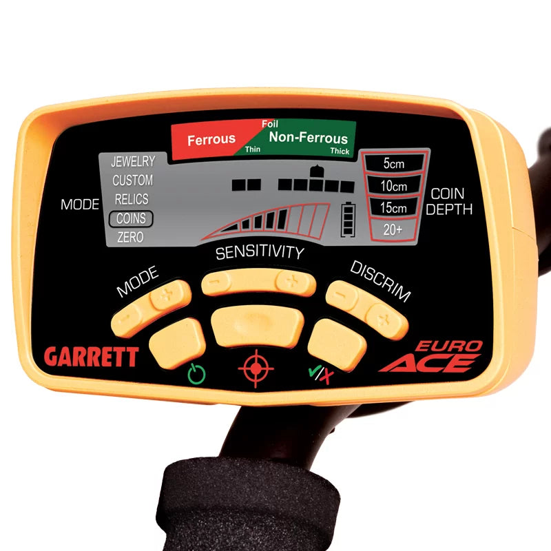 Garrett Euro ACE Metal Detector Cercametalli Monete Reperti Piastra DD 8,25kHz