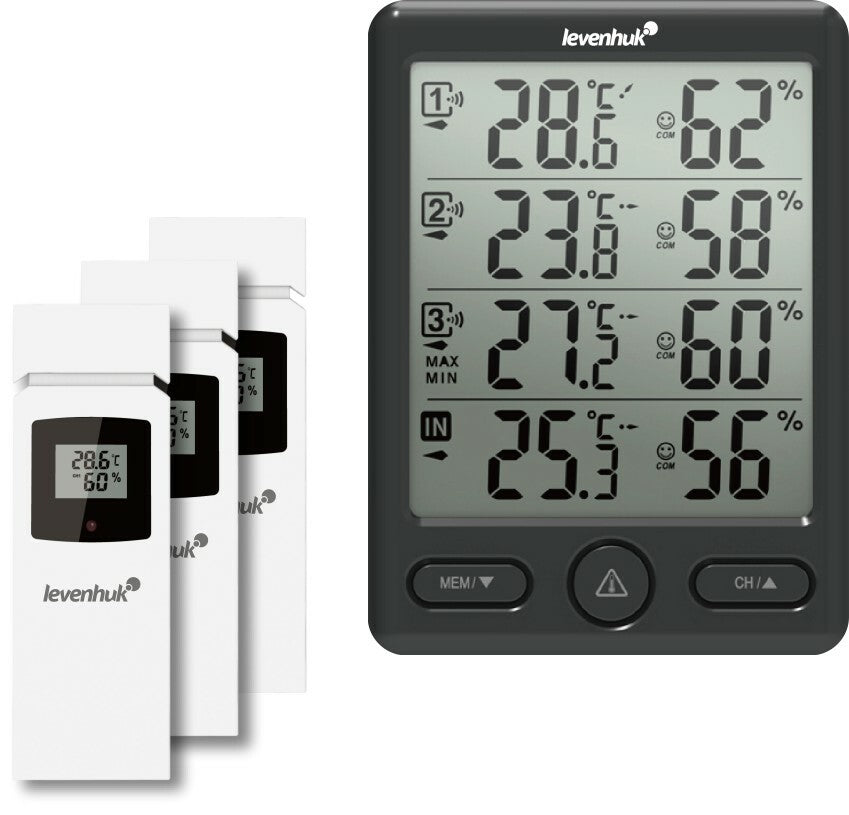 Stazione meteorologica wireless digitale Levenhuk Wezzer Plus LP20 con 3 sensori