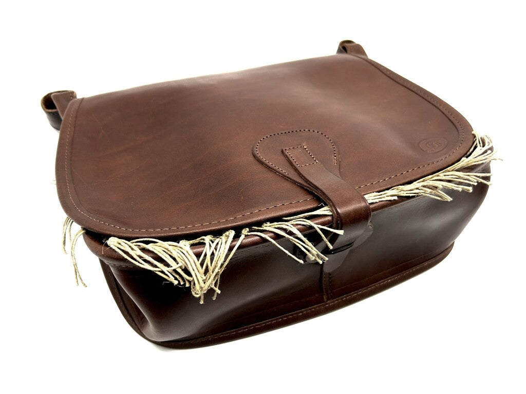 Borsa in cuoio con rete porta selvaggina carniere caccia porta cartucce trekking