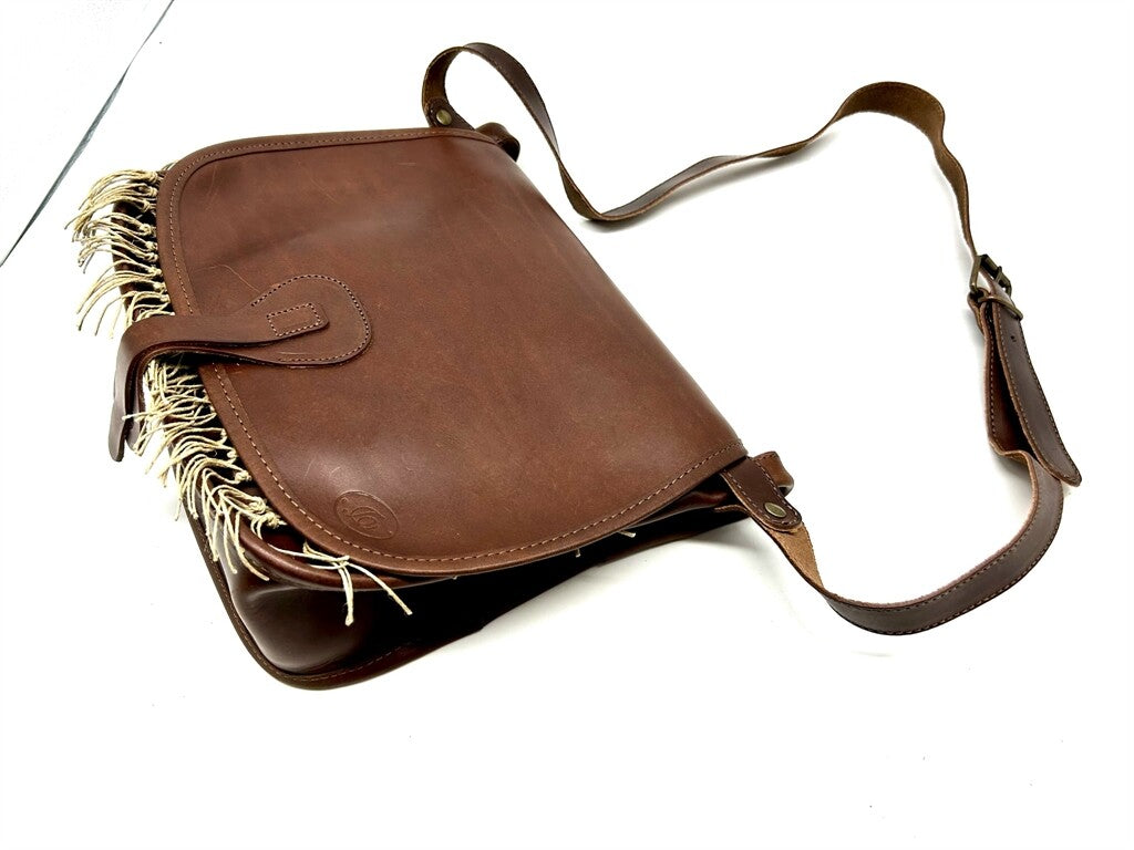Borsa in cuoio con rete porta selvaggina carniere caccia porta cartucce trekking
