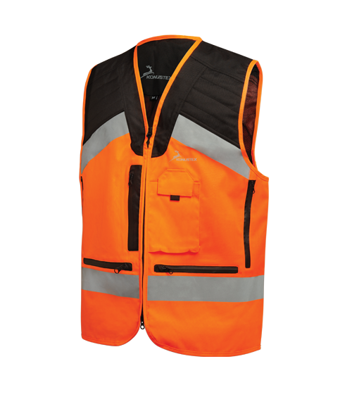 Gilet caccia al cinghiale sottobosco Konustex Gametop Reflex alta visibilità
