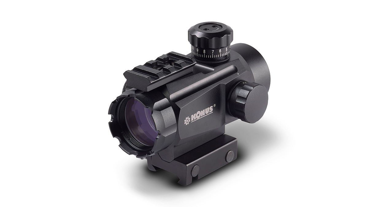 RED DOT PUNTO ROSSO O VERDE KONUSIGHT IX35 KONUS PUNTATORE OTTICA CARABINA 7378
