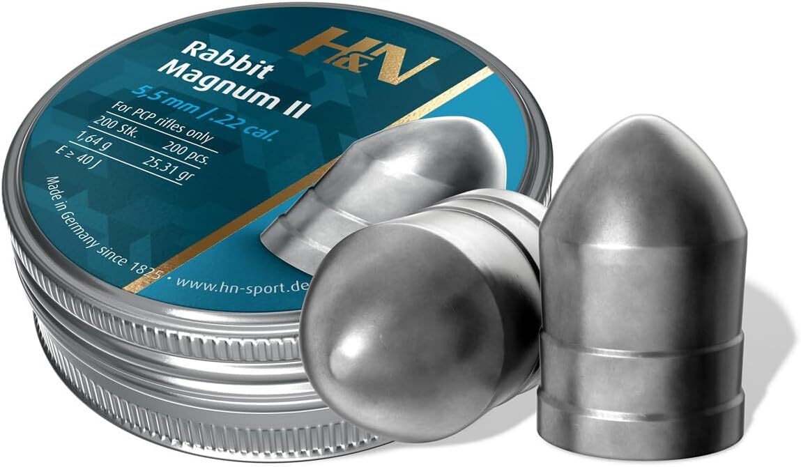H&N Rabbit Magnum II Piombini 5.5mm 22 Torpedo 200pz Caccia Aria Compressa CO2