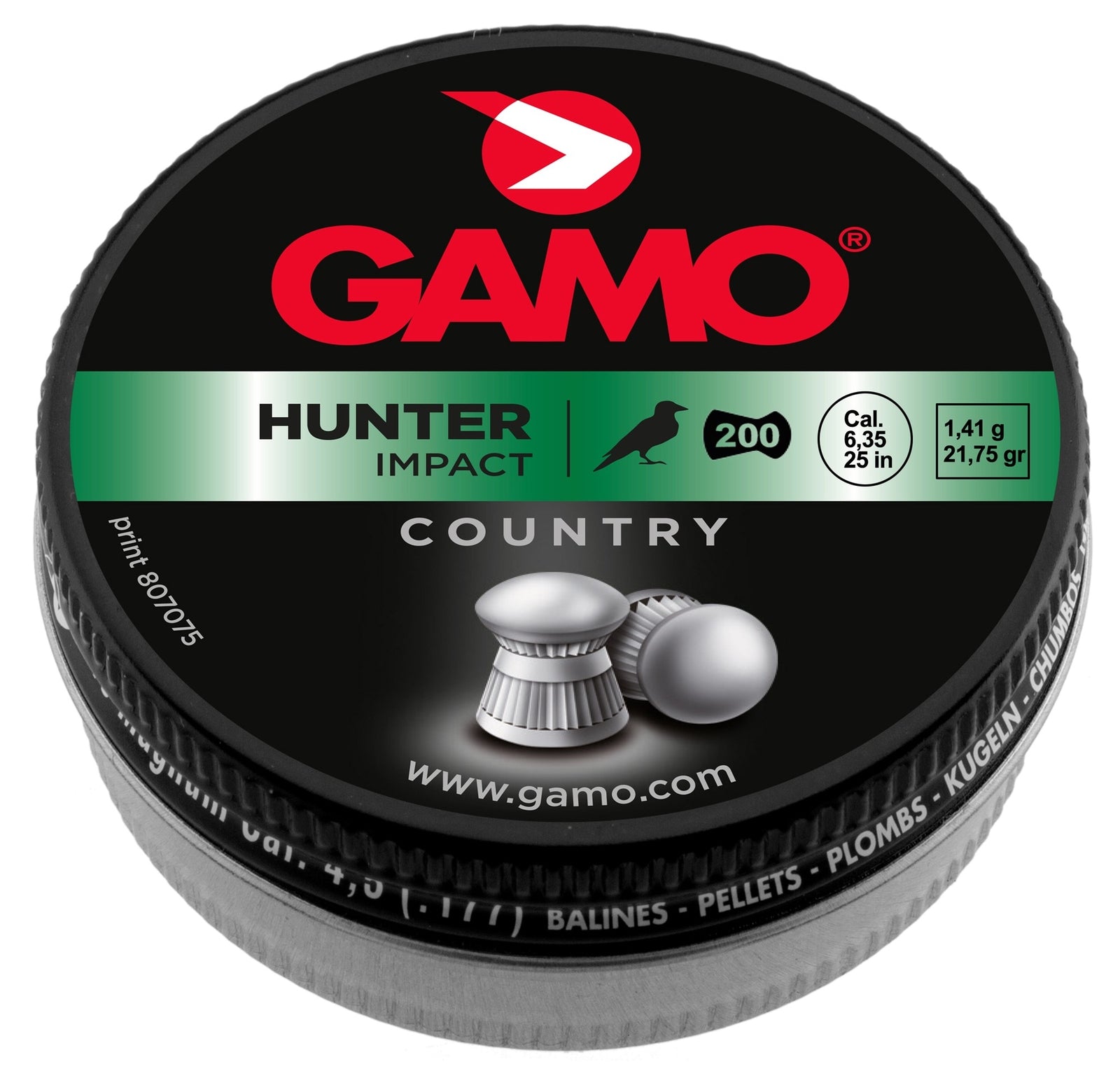 200 Piombini Gamo Hunter Impact 6,35mm 1,41g Carabina Aria Compressa Caccia