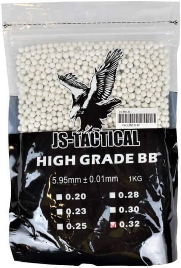 Pallini Softair 6mm High Grade Bb In Ceramica Js Tactical Bianchi Airsoft Sport