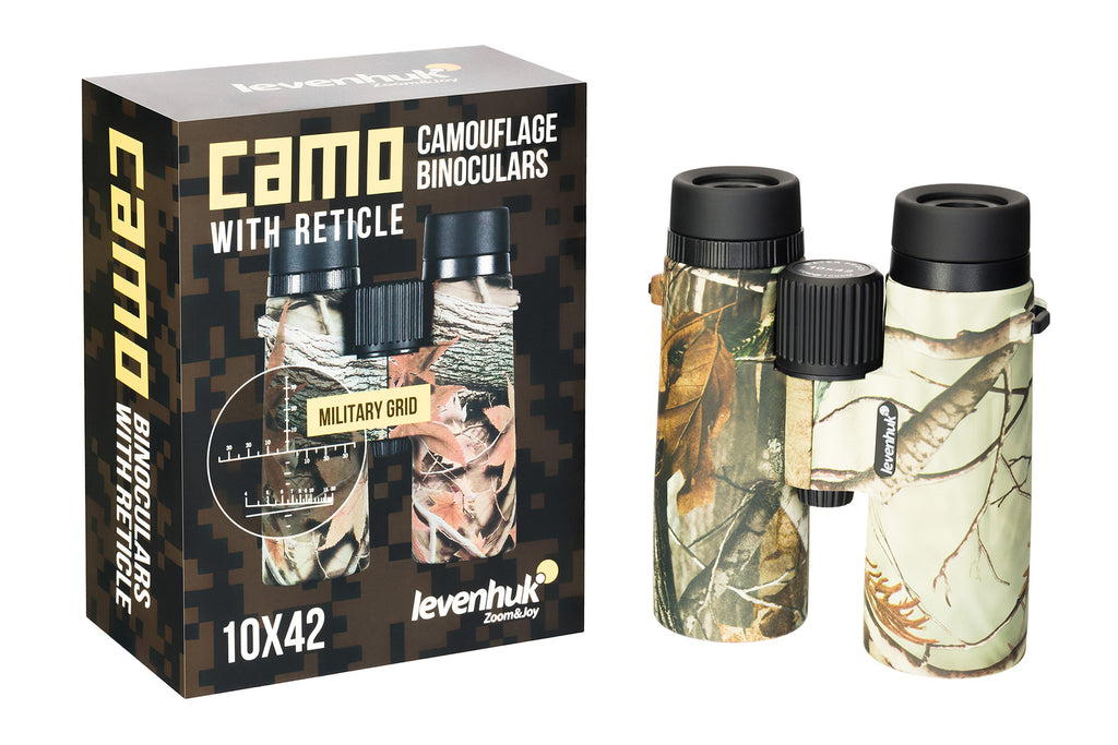 Binocolo professionale con reticolo levenhuk camo 10x42 da caccia trekking sport