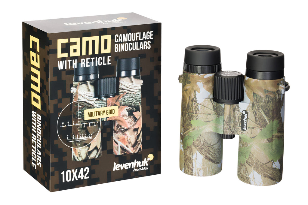 Binocolo professionale con reticolo levenhuk camo 10x42 da caccia trekking sport