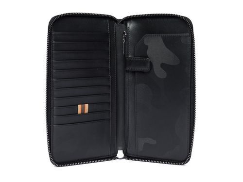 Portafoglio beretta unisex in pelle nera camo con zip idea regalo viaggio