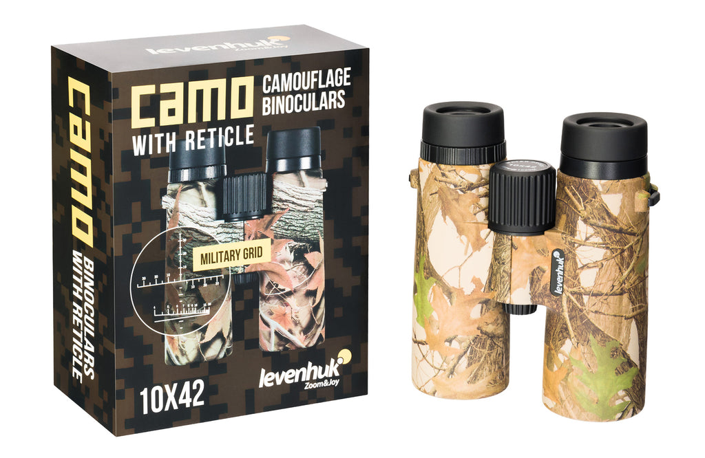 Binocolo professionale con reticolo levenhuk camo 10x42 da caccia trekking sport