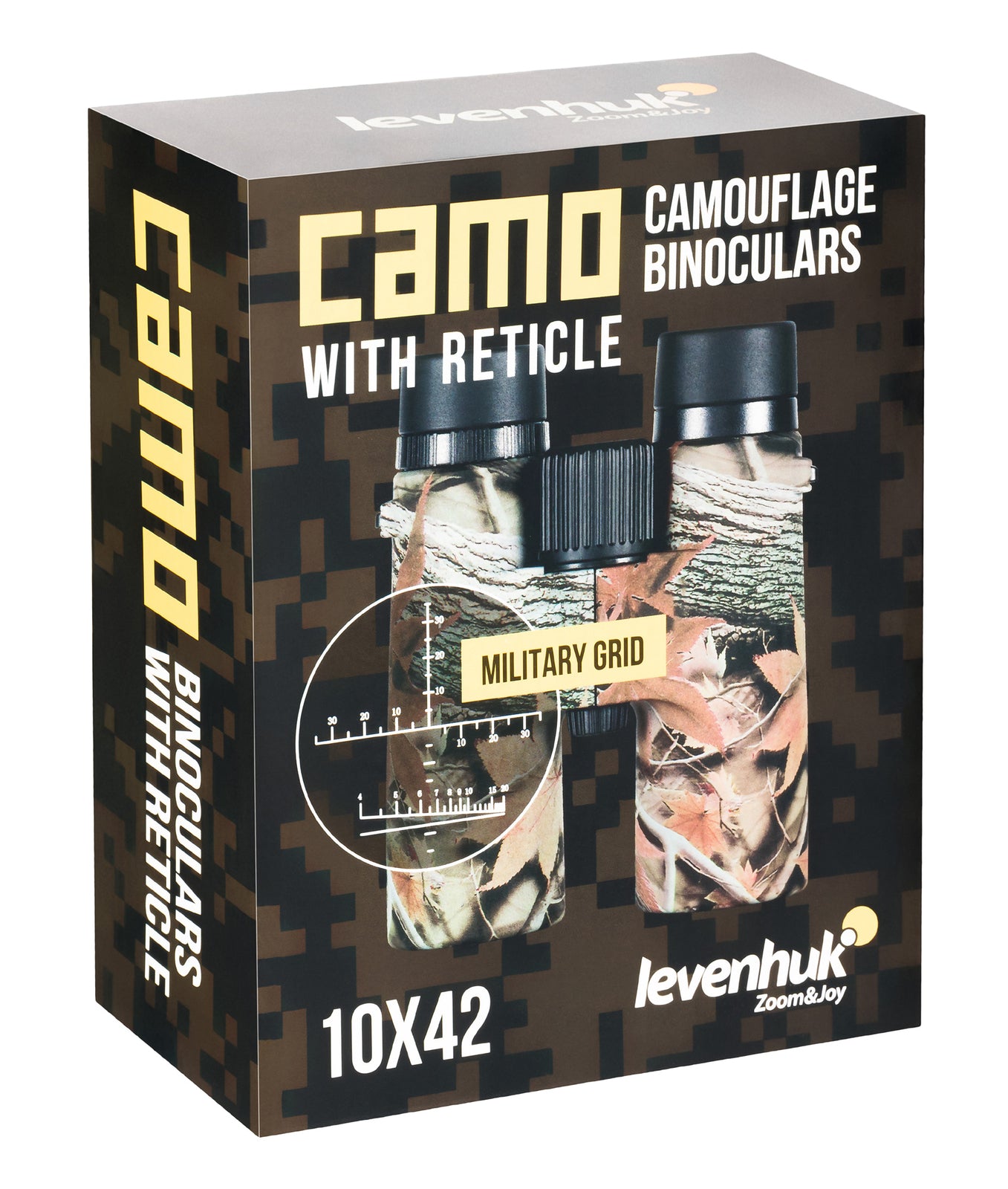 Binocolo professionale con reticolo levenhuk camo 10x42 da caccia trekking sport