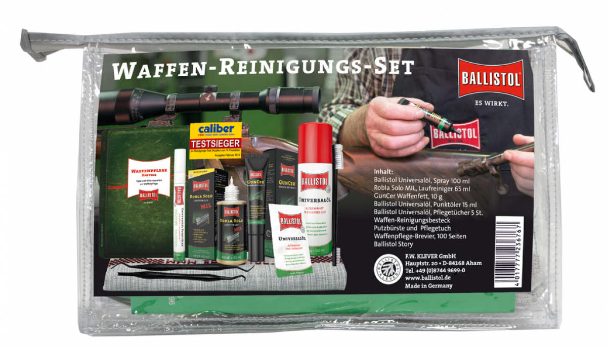 ballistol kit set manutenzione e cura pulizia armi professionale klever poligono