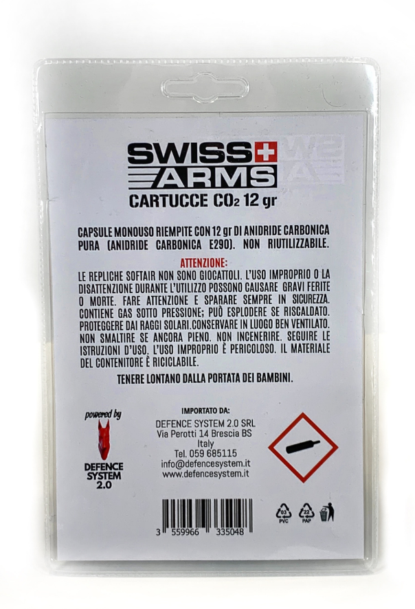 Swiss Arms Bombolette CO2 12g 5pz Aria Compressa Paintball Softair Airgun CO2