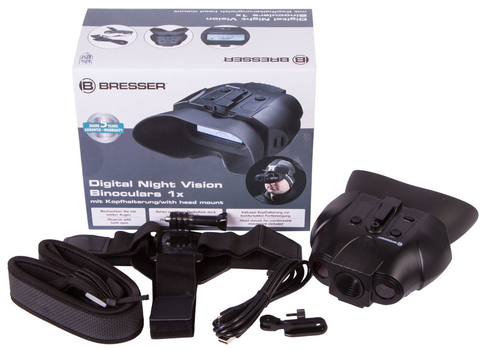 Visore notturno binoculare digitale Bresser 1-2x con supporto testa outdoor