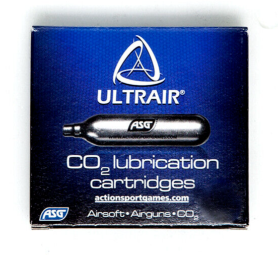 5 Cartucce CO2 12g Lubrificanti ASG Ultrair Softair Paintball Pulizia Manutenzione