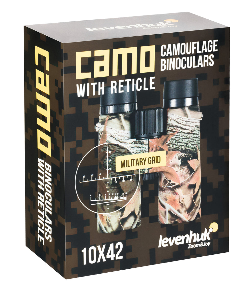 Binocolo professionale con reticolo levenhuk camo 10x42 da caccia trekking sport