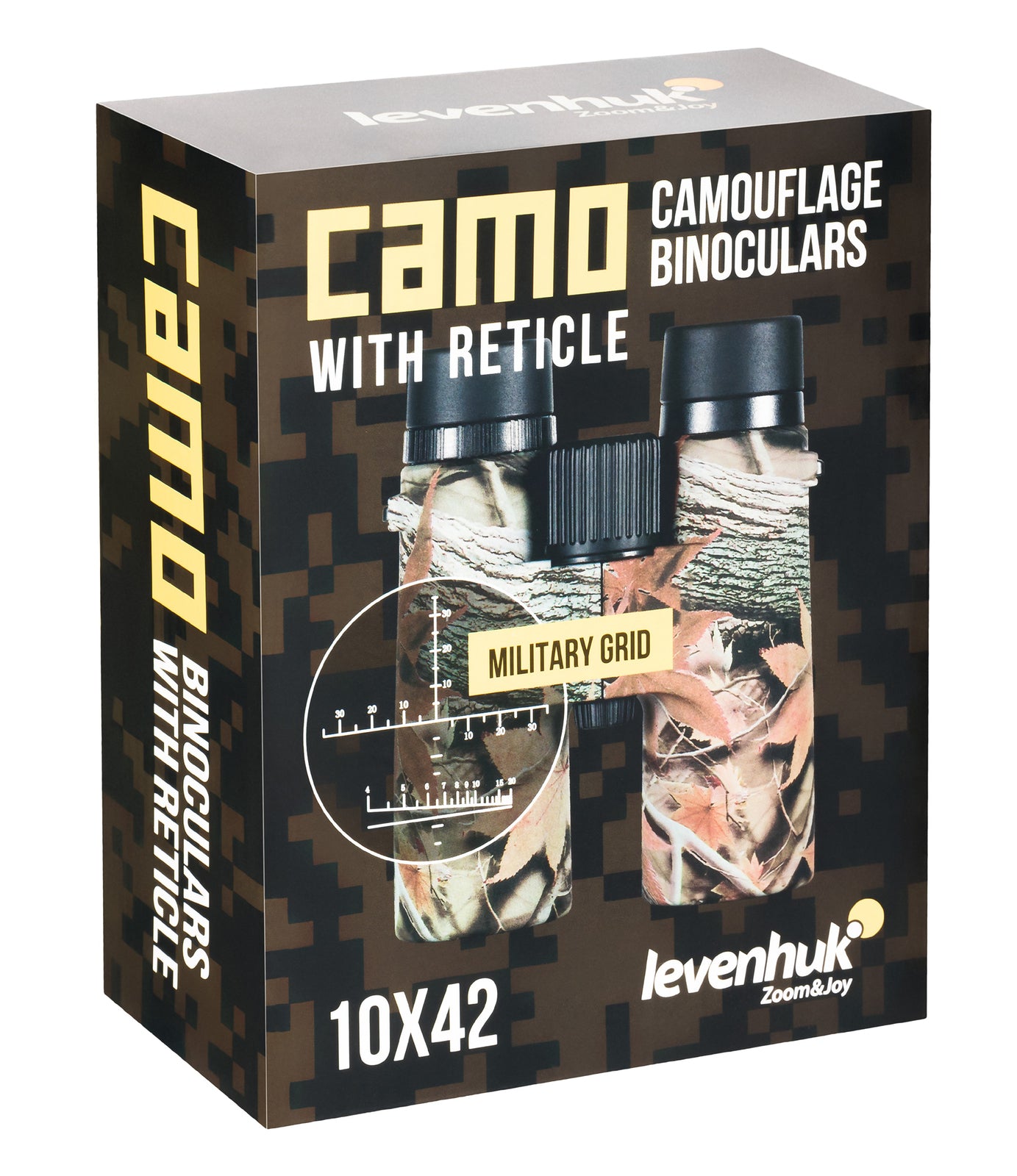 Binocolo professionale con reticolo levenhuk camo 10x42 da caccia trekking sport