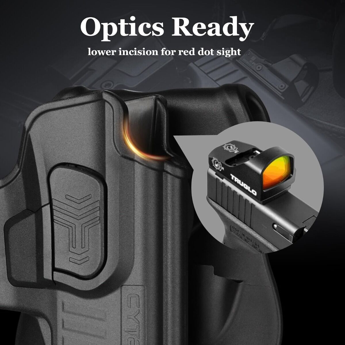 Cytac Fondina Polimero Glock 17 22 31 Gen 1 2 3 4 5 Paddle 360 Estrazione Rapida