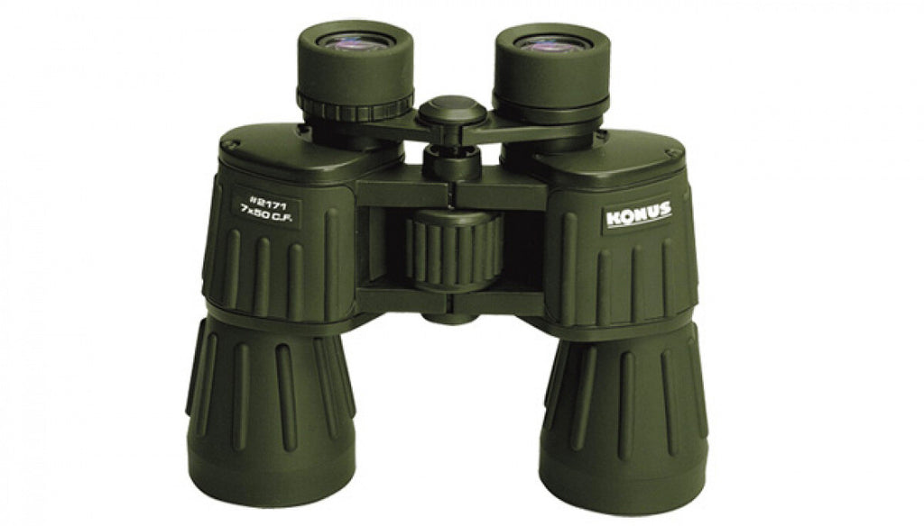 BINOCOLO MILITARE PROFESSIONALE KONUSARMY 7x50 CF GOMMATO VERDE ANTIURTO 2171