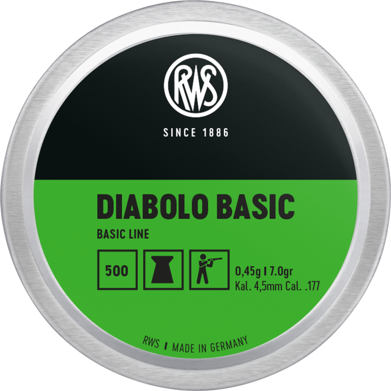RWS Diabolo Basic Piombini 4.5mm 177 Flat 500pz Aria Compressa CO2 Airgun Tiro