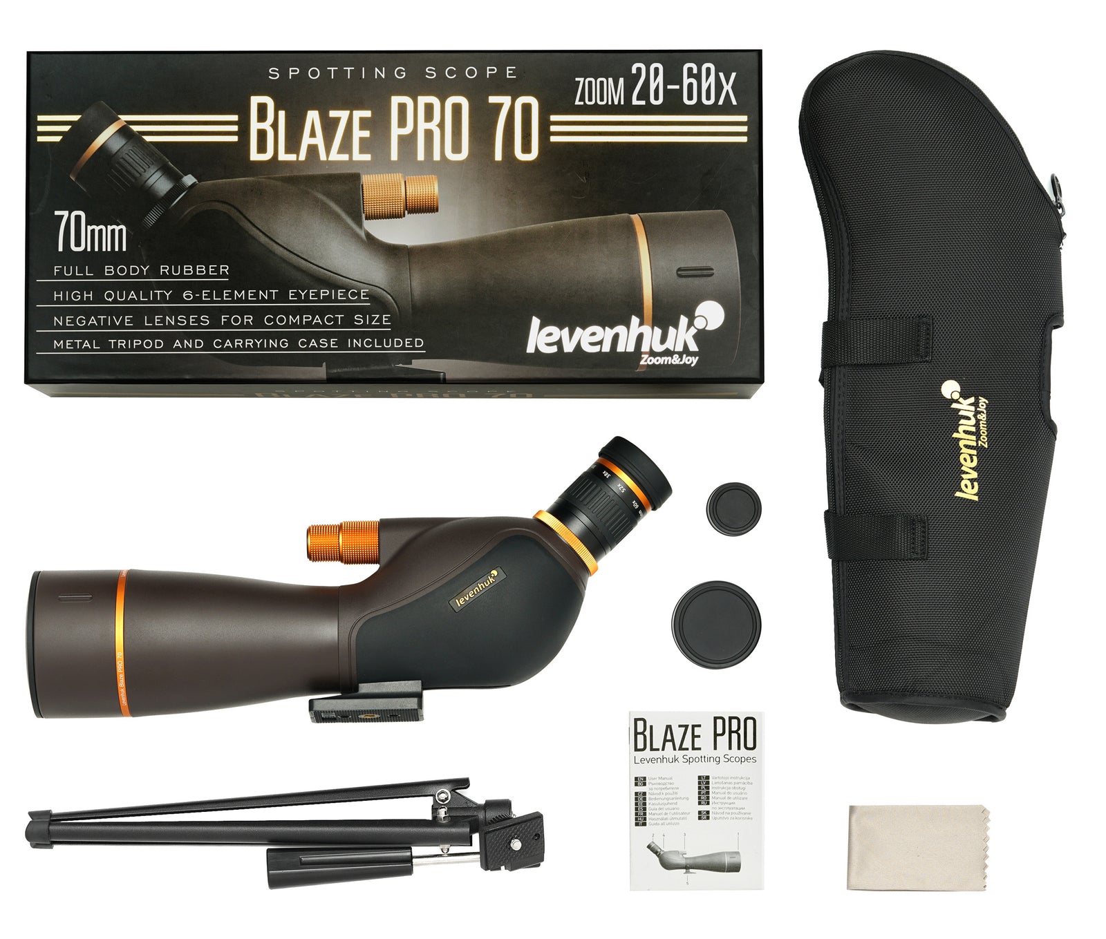 Cannocchiale Levenhuk BLAZE PRO 20-60x Impermeabile Caccia Bird Watching