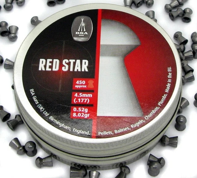 Piombini 4.5mm Bsa red star per carabina aria compressa plombs plinking airgun