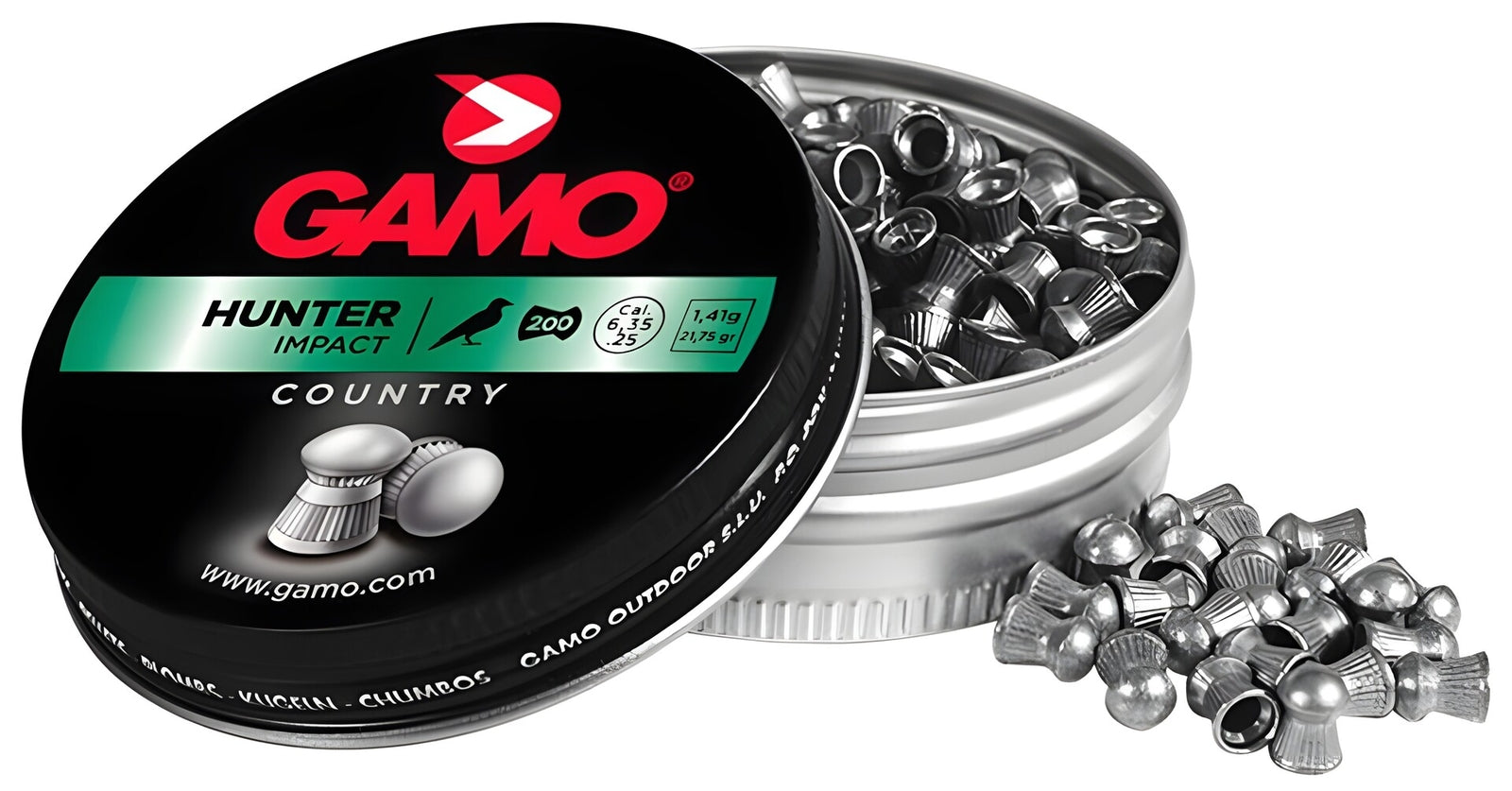 200 Piombini Gamo Hunter Impact 6,35mm 1,41g Carabina Aria Compressa Caccia