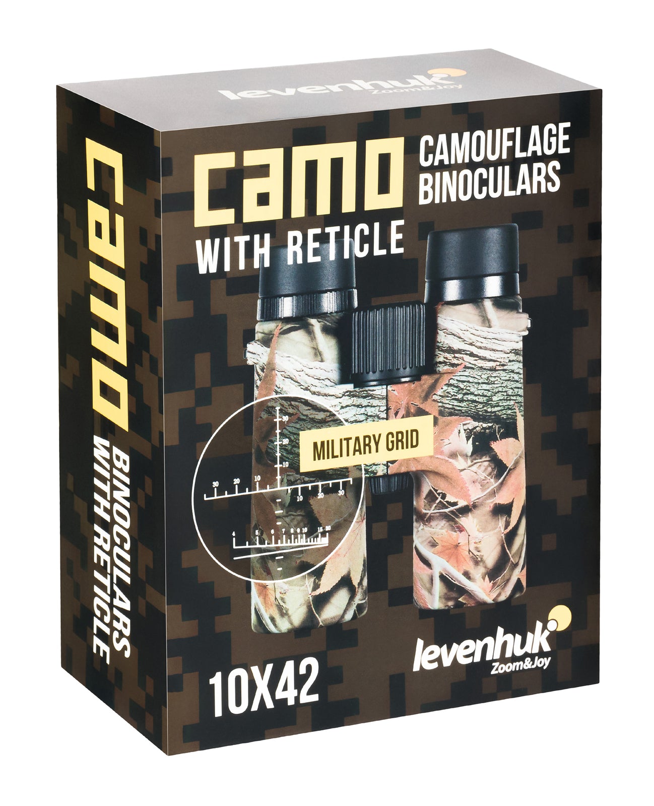Binocolo professionale con reticolo levenhuk camo 10x42 da caccia trekking sport