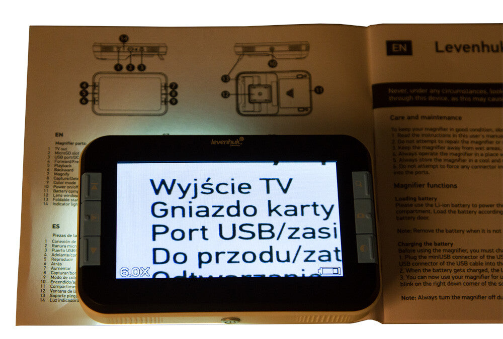 Lente ingrandimento zoom manuale 6x 8x 10x 14x Levenhuk DTX 43 LCD con luce led