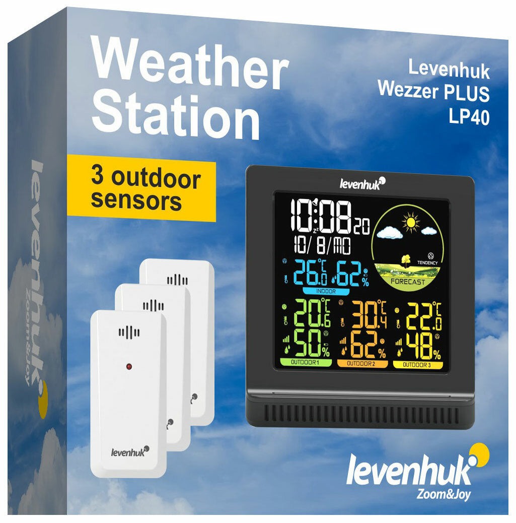 Stazione meteo wireless digitale Levenhuk Wezzer Plus LP40 con 3 sensori weather