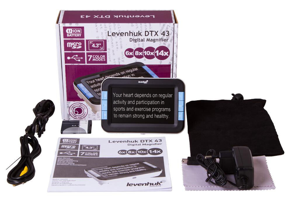 Lente ingrandimento zoom manuale 6x 8x 10x 14x Levenhuk DTX 43 LCD con luce led