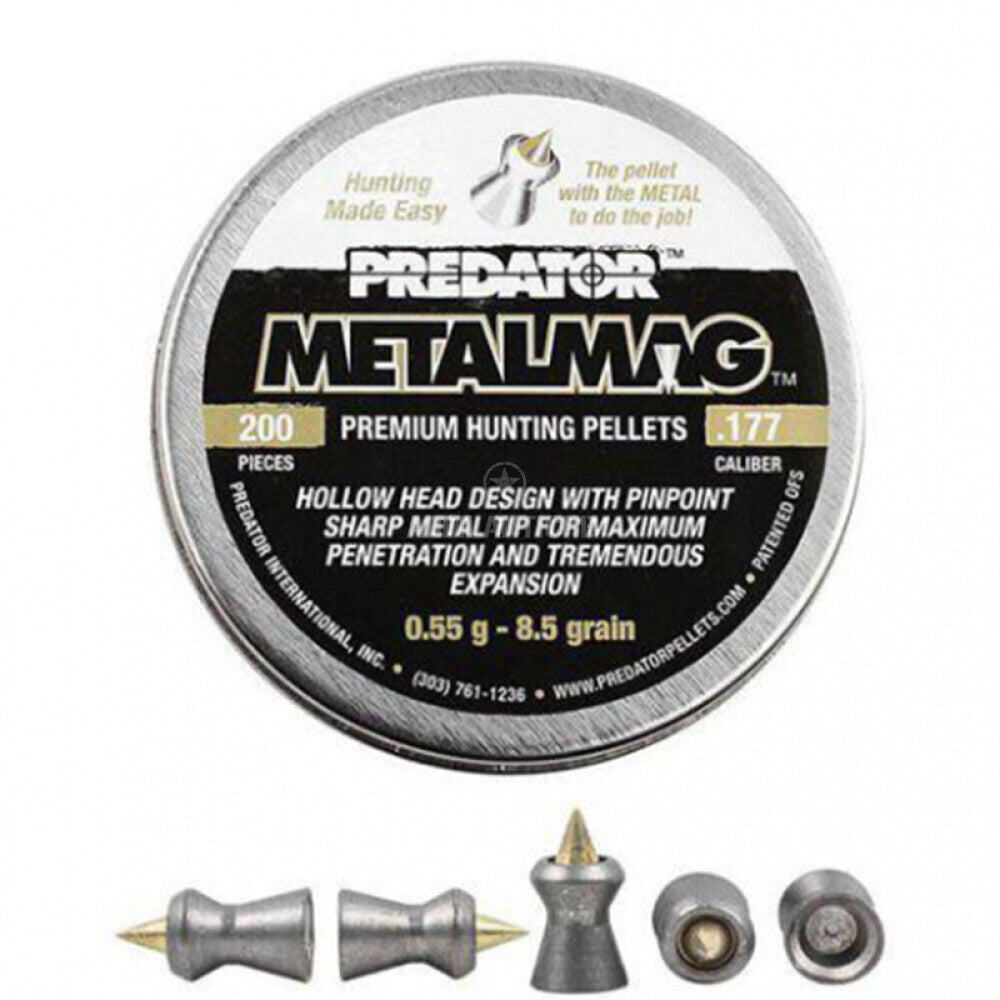JSB Predator Metalmag pellets 4.5mm dettaglio punta acciaio
