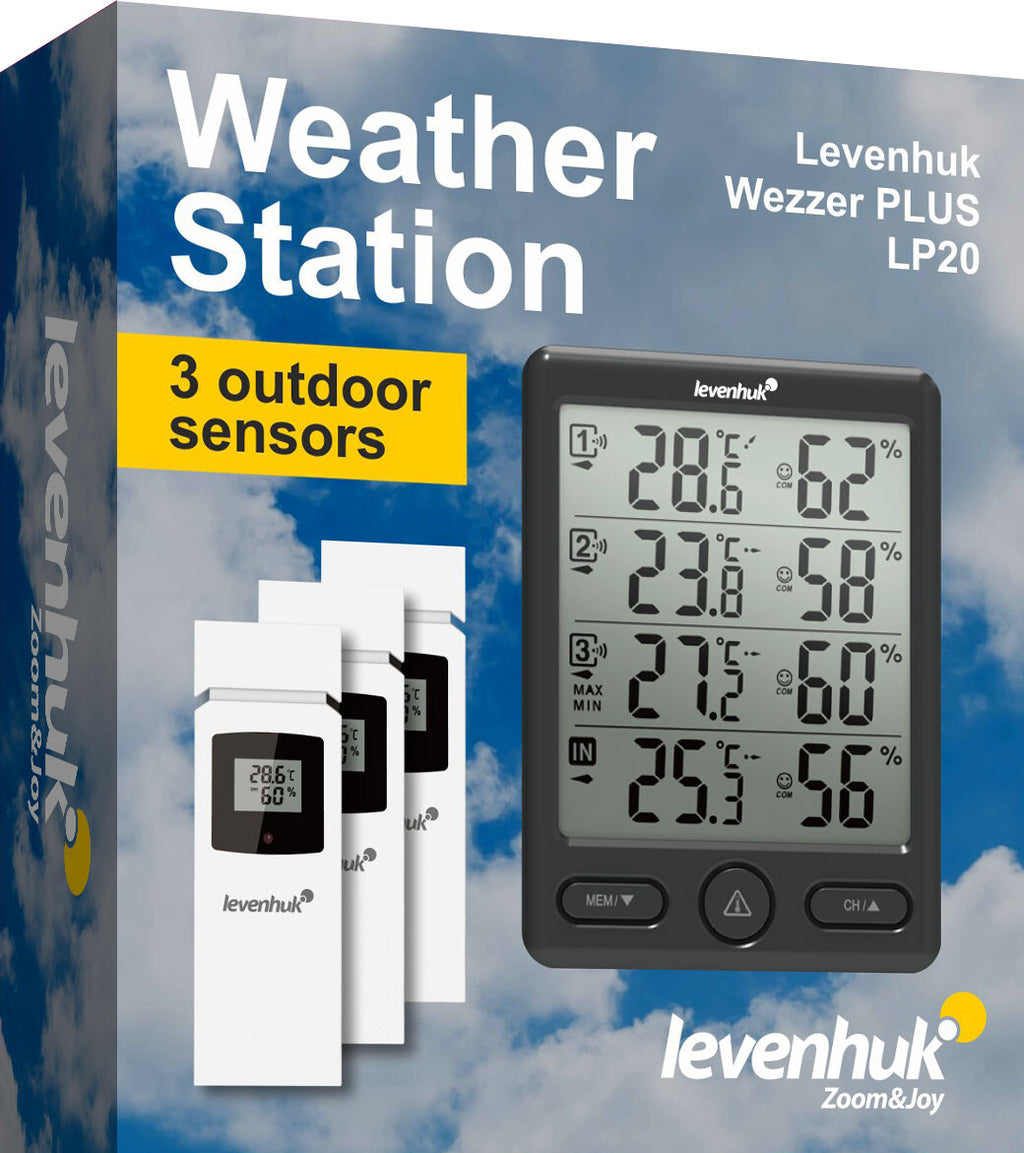 Stazione meteorologica wireless digitale Levenhuk Wezzer Plus LP20 con 3 sensori