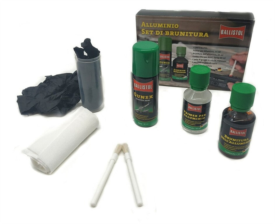 Kit Brunitore Alluminio Ballistol 50ml Freddo Metalli Fai Da Te Artigiano Nero