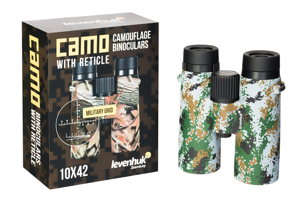 Binocolo professionale con reticolo levenhuk camo 10x42 da caccia trekking sport