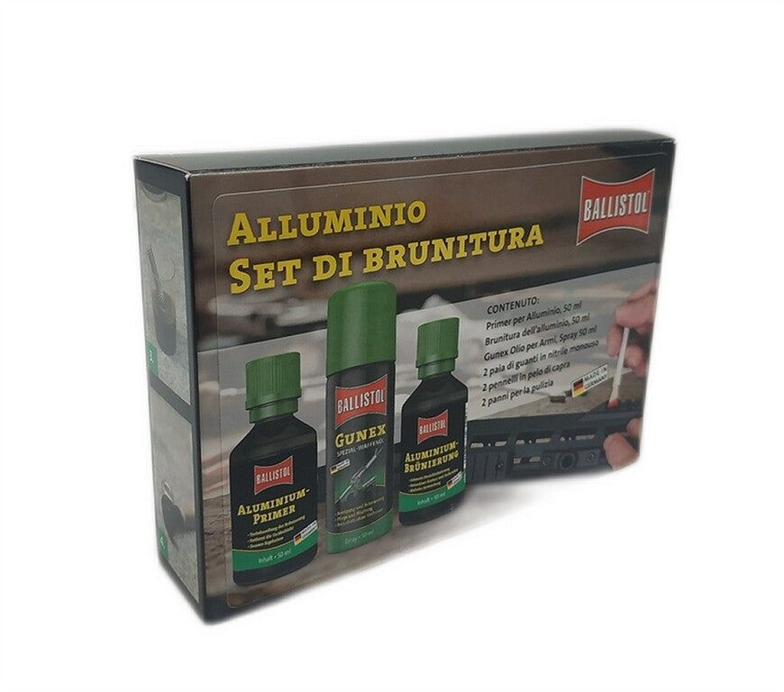 Kit Brunitore Alluminio Ballistol 50ml Freddo Metalli Fai Da Te Artigiano Nero