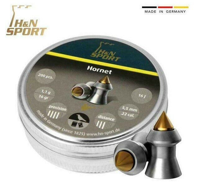 H&N Hornet Piombini 4.5mm 177 Pointed 225pz Aria Compressa CO2 Caccia
