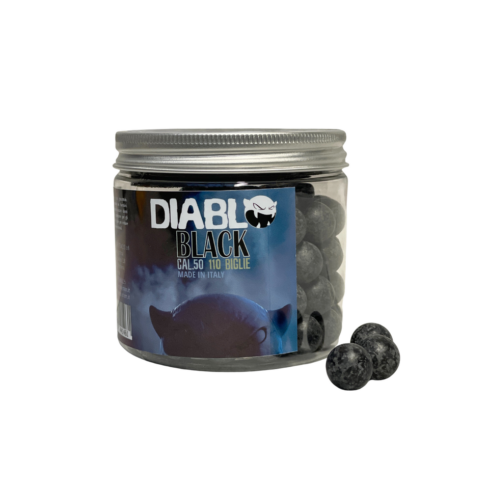 Palle in gomma calibro 50 Ram Diablo Black difesa sfere biglie fionda T4E HDR50