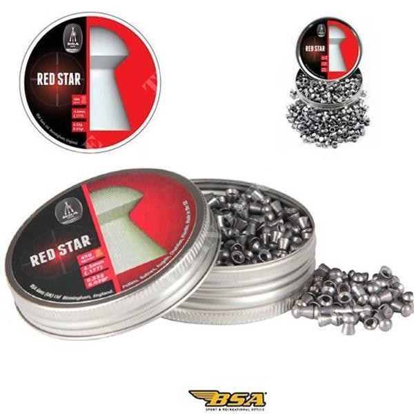 Piombini 4.5mm Bsa red star per carabina aria compressa plombs plinking airgun