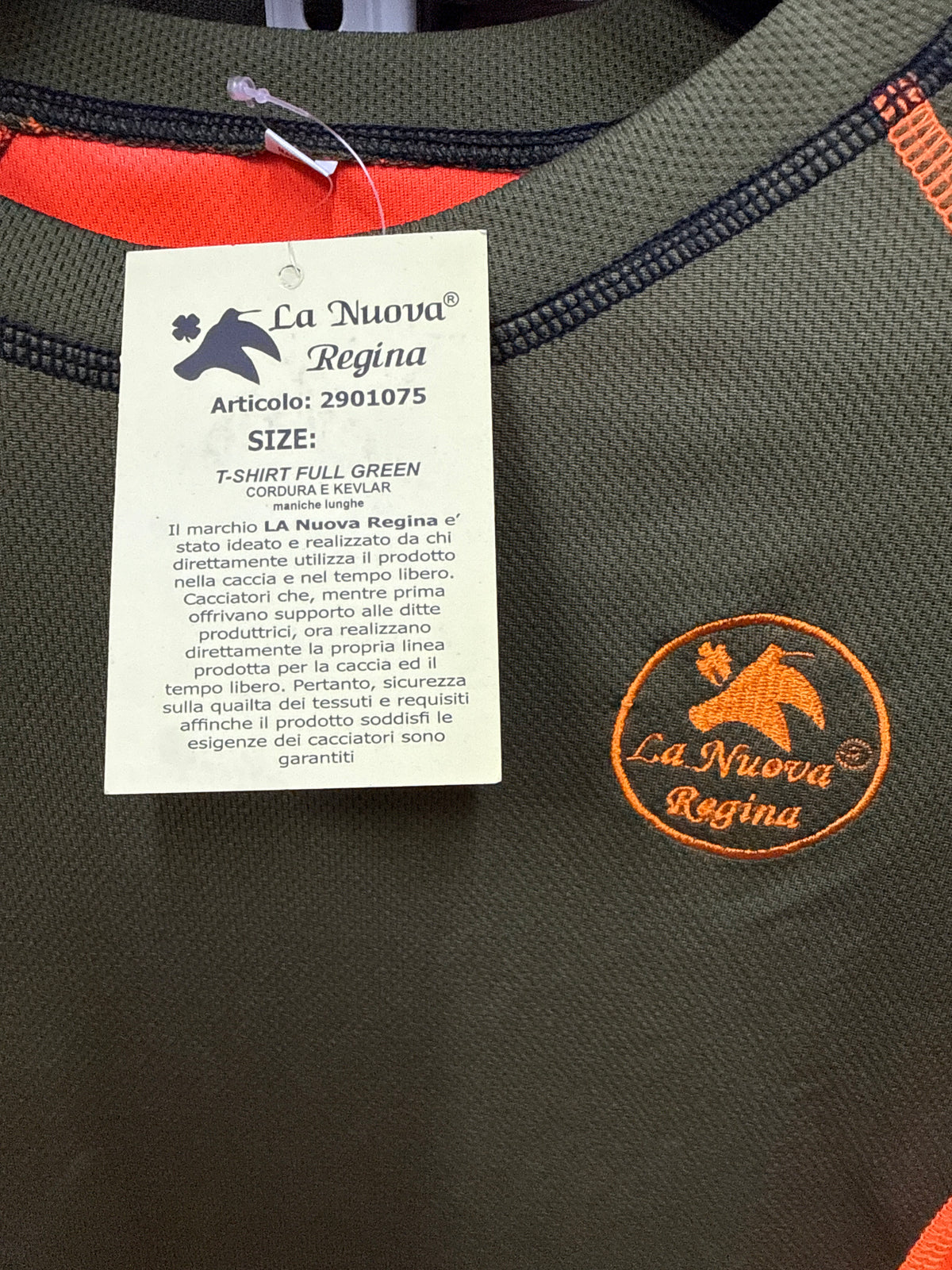 La Nuova Regina T-Shirt tecnica Caccia Polipropilene Maniche Lunghe Verde orange