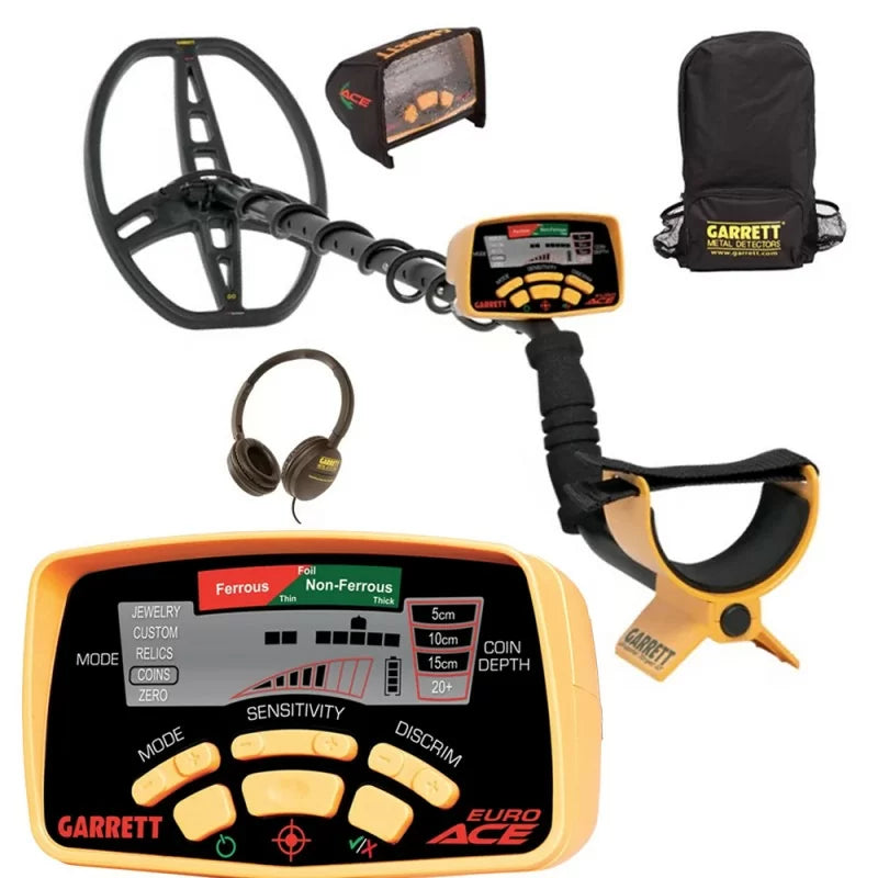 Garrett Euro ACE Metal Detector Cercametalli Monete Reperti Piastra DD 8,25kHz
