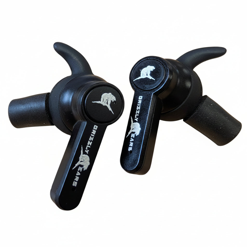 Auricolari elettronici Grizzly Ears APEX dettaglio coppia, protezione uditiva tiro e caccia