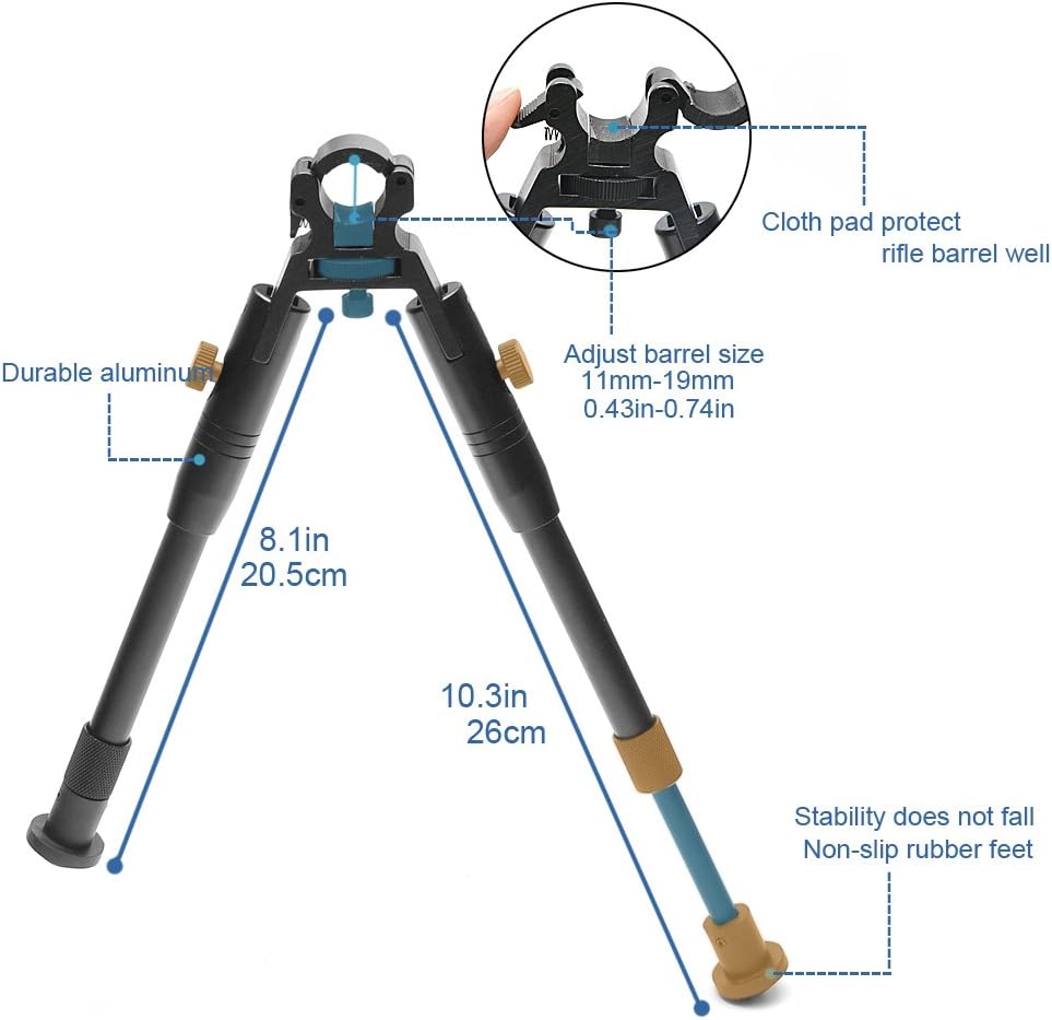 Bipiede a Morsetto Carabina Aria Compressa PCP CO2 Regolabile Alluminio Airgun